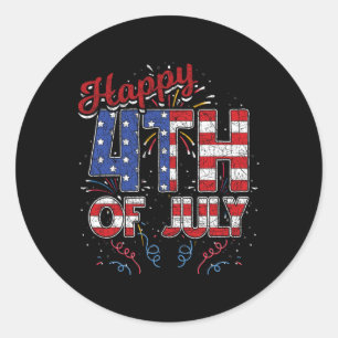 Vuurwerk op 4 juli Amerikaanse vlag op 4 juli Ronde Sticker