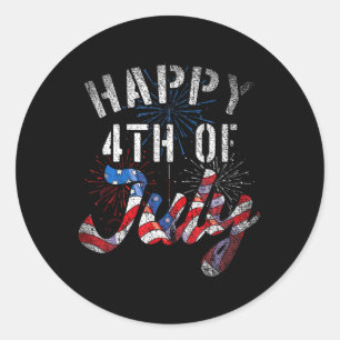Vuurwerk op 4 juli Amerikaanse vlag op 4 juli Ronde Sticker