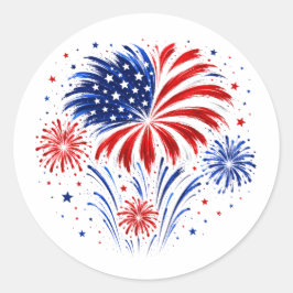 Vuurwerk op 4 juli ronde sticker