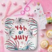 Vuurwerk op 4 juli Stars BBQ Birthday Papieren Bordje (Feest)