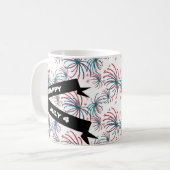 Vuurwerk op 4 juli Stars Doodles Banner Koffiemok (Voorkant links)