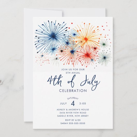 Vuurwerk op 4 juli viering kaart (Voorkant)