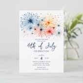 Vuurwerk op 4 juli viering kaart (Staand voorkant)