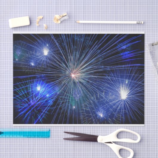 Vuurwerk op Blauwe Onafhankelijkheidsdag 4 juli Tissuepapier (Craft)