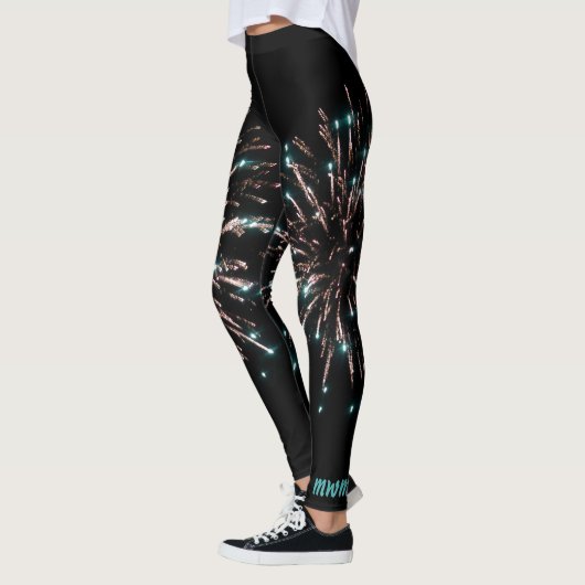 Vuurwerk op dag van groene en goudonafhankelijkhei leggings (Links)