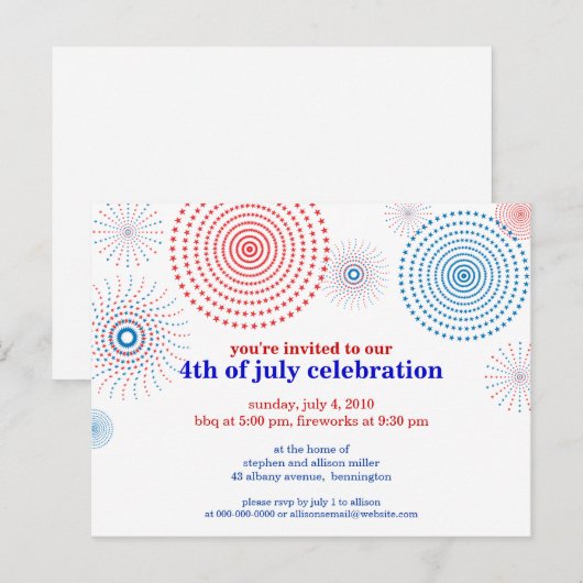 Vuurwerk op de vierde uitnodiging briefkaart (Voorkant / Achterkant)