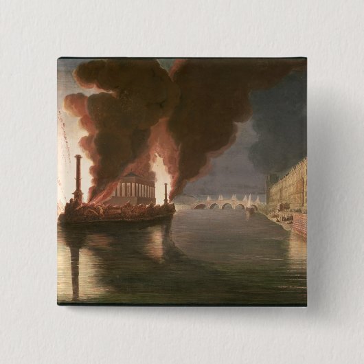 Vuurwerk op de zegen vierkante button 5,1 cm (Voorkant)