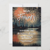 Vuurwerk op het meer Party Kaart (Voorkant)