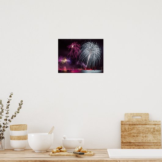 Vuurwerk op het meer poster (Keuken)