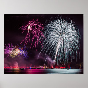 Vuurwerk op het meer poster