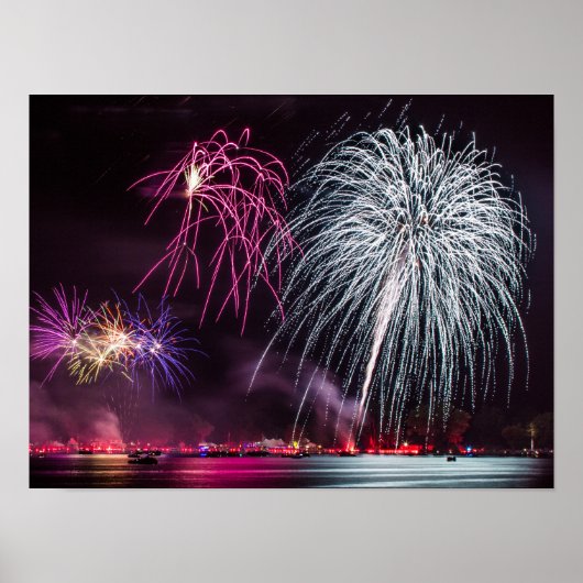 Vuurwerk op het meer poster (Voorkant)