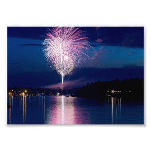 Vuurwerk op het Oost-Gull-meer Foto Afdruk