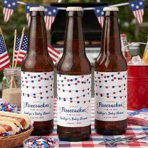 Vuurwerk op komst! 4 juli baby shower bier etiket