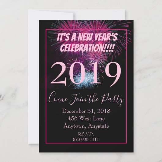 Vuurwerk op Nieuwjaarsfeest Kaart (Voorkant)