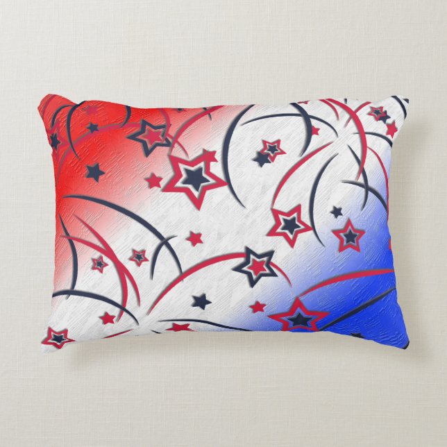 Vuurwerk op Rood Wit Blauw Accent Kussen (Voorkant)