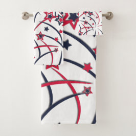 Vuurwerk op rood wit blauw bad handdoek