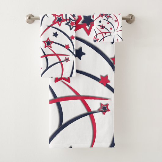 Vuurwerk op rood wit blauw bad handdoek (Insitu)