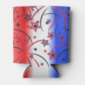 Vuurwerk op rood wit blauw blikjeskoeler (Voorkant)