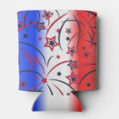Vuurwerk op rood wit blauw blikjeskoeler (Achterkant)