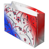 Vuurwerk op rood wit blauw groot cadeauzakje (Achterkant Gekanteld)