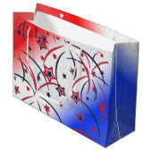 Vuurwerk op rood wit blauw groot cadeauzakje (Voorkant Gekanteld)