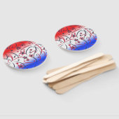 Vuurwerk op rood wit blauw handwaaier (Niet-gemonteerd)