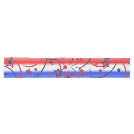 Vuurwerk op rood wit blauw lange tafelloper (Horizontaal)