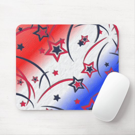 Vuurwerk op rood wit blauw muismat (Met muis)