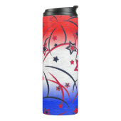 Vuurwerk op rood wit blauw thermosbeker (Gedraaid links)