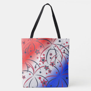 Vuurwerk op rood wit blauw tote bag
