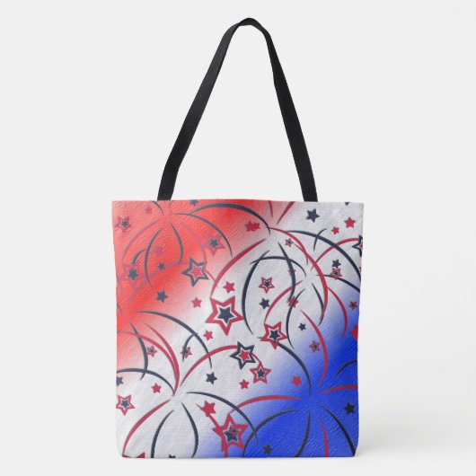 Vuurwerk op rood wit blauw tote bag (Voorkant)