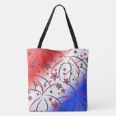 Vuurwerk op rood wit blauw tote bag (Achterkant)