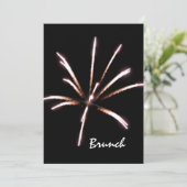 Vuurwerk op Zwarte Zomer Post Bruiloftsbrunch Kaart (Staand voorkant)