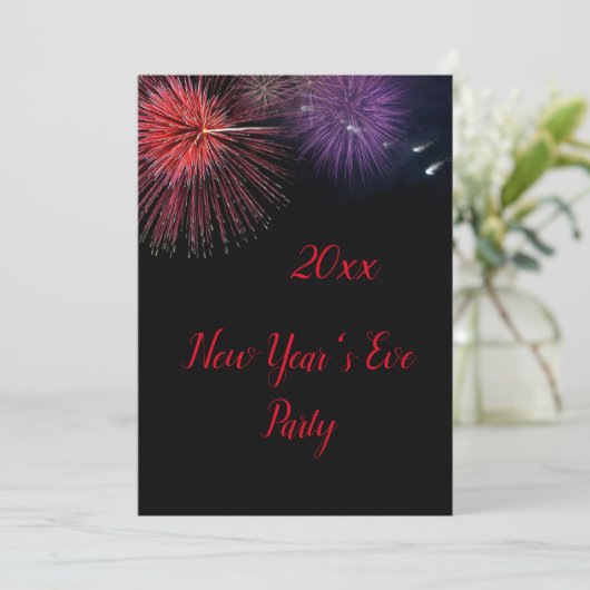 Vuurwerk Oud en Nieuw Uitnodiging (Staand voorkant)