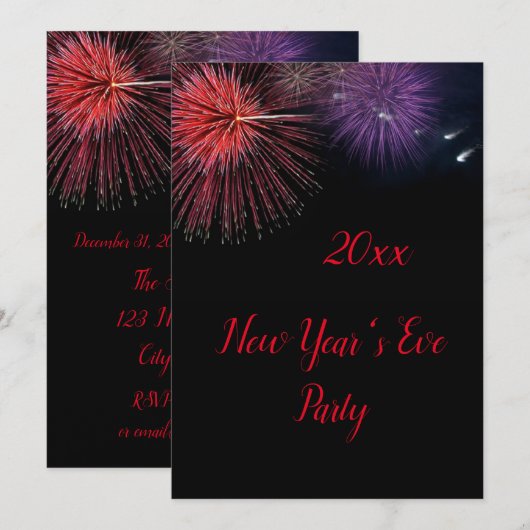 Vuurwerk Oud en Nieuw Uitnodiging (Voorkant / Achterkant)