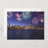 Vuurwerk over Chicago skyline 2 Briefkaart (Voorkant / Achterkant)