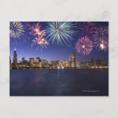 Vuurwerk over Chicago skyline 2 Briefkaart (Voorkant)