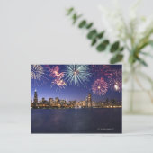 Vuurwerk over Chicago skyline 2 Briefkaart (Staand voorkant)