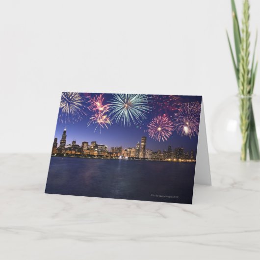 Vuurwerk over Chicago skyline 2 Kaart (Voorkant)