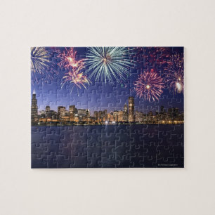 Vuurwerk over Chicago skyline 2 Legpuzzel