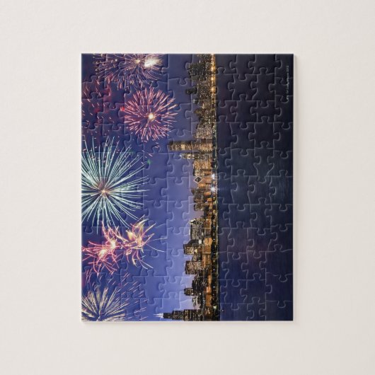 Vuurwerk over Chicago skyline 2 Legpuzzel (Verticaal)