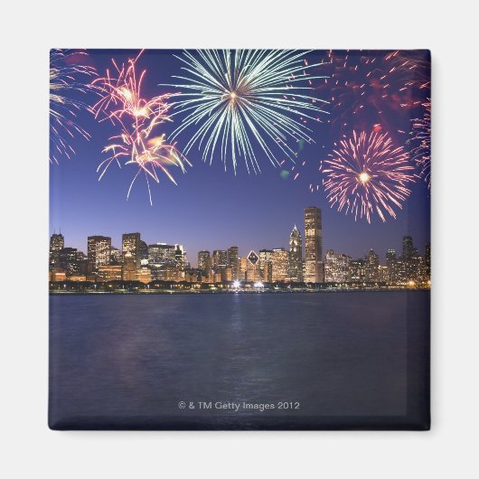 Vuurwerk over Chicago skyline 2 Magneet (Voorkant)