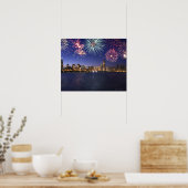 Vuurwerk over Chicago skyline 2 Poster (Keuken)