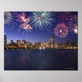 Vuurwerk over Chicago skyline 2 Poster (Voorkant)