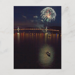 Vuurwerk over de Hudson-rivier Briefkaart