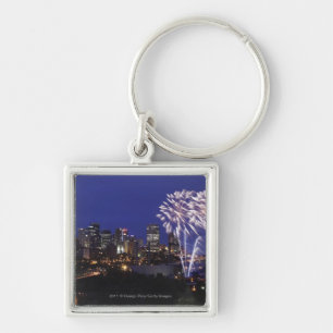 Vuurwerk over de stad sleutelhanger