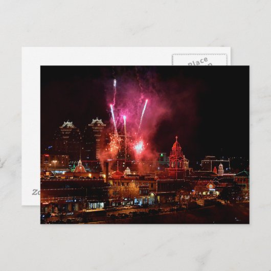 Vuurwerk over het Briefkaart "Plaza lights" van Ka (Voorkant / Achterkant)