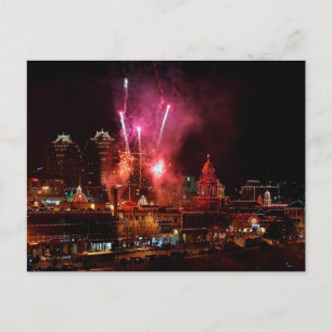 Vuurwerk over het Briefkaart "Plaza lights" van Ka