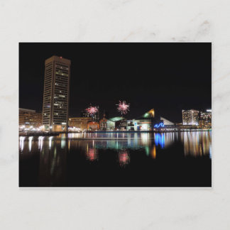 Vuurwerk over het centrum van Baltimore Briefkaart