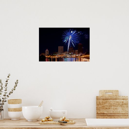 Vuurwerk over Rochester Poster (Keuken)